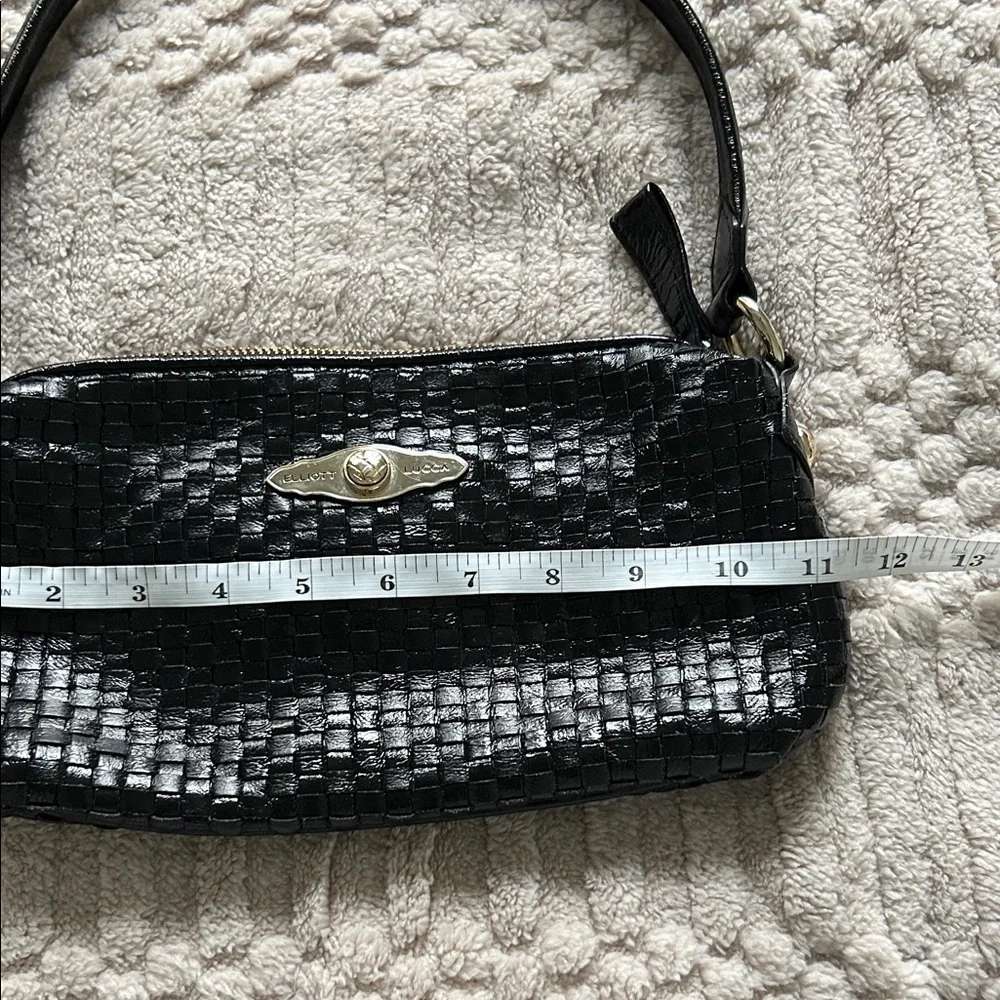 Elliott Lucca Shiny Black Woven Shoulder Bag